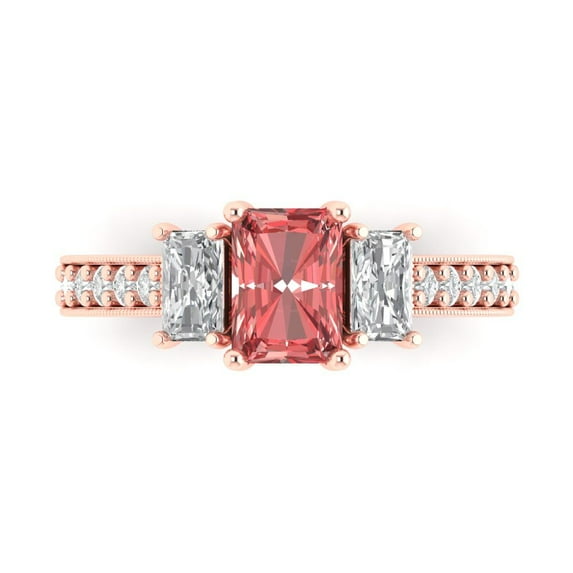 Three-Stone Engagement Ring for Women - 1.88ct Natural Garnet in 14K Rose Gold Promise Ring