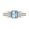thumbnail image 1 of Three-Stone Engagement Ring for Women - 1.88ct Natural Swiss Blue Topaz in 14K White Gold Promise Ring, 1 of 8