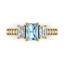 Three-Stone Engagement Ring for Women - 1.88ct Simulated Blue Diamond in 18K Yellow Gold Promise Ring