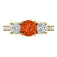 thumbnail image 1 of Three-Stone Engagement Ring for Women - 1.97ct Simulated Red Diamond in 14K Yellow Gold Promise Ring, 1 of 6