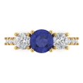 thumbnail image 1 of Three-Stone Engagement Ring for Women - 1.97ct Simulated Tanzanite in 14K Yellow Gold Promise Ring, 1 of 8