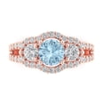 thumbnail image 1 of Three-Stone Engagement Ring for Women - 2.16ct Natural Aquamarine in 14K Rose Gold Promise Ring, 1 of 6