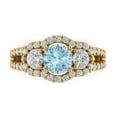 thumbnail image 1 of Three-Stone Engagement Ring for Women - 2.16ct Natural Aquamarine in 14K Yellow Gold Promise Ring, 1 of 8