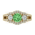 thumbnail image 1 of Three-Stone Engagement Ring for Women - 2.16ct Simulated Green Diamond in 18K Yellow Gold Promise Ring, 1 of 6
