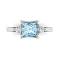 thumbnail image 1 of Three-Stone Engagement Ring for Women - 2.32ct Natural Aquamarine in 14K White Gold Promise Ring, 1 of 6