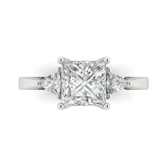 Three-Stone Engagement Ring for Women - 2.32ct White Sapphire in 14K White Gold Promise Ring