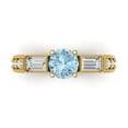 thumbnail image 1 of Three-Stone Engagement Ring for Women - 2.33ct Natural Aquamarine in 14K Yellow Gold Promise Ring, 1 of 6