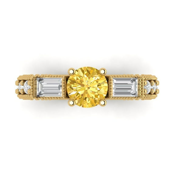 Three-Stone Engagement Ring for Women - 2.33ct Natural Citrine in 18K Yellow Gold Promise Ring