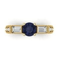 thumbnail image 1 of Three-Stone Engagement Ring for Women - 2.33ct Simulated Blue Sapphire in 14K Yellow Gold Promise Ring, 1 of 6