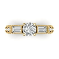 Three-Stone Engagement Ring for Women - 2.33ct Simulated Diamond in 18K Yellow Gold Promise Ring