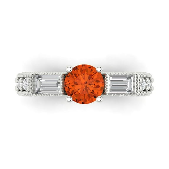 Three-Stone Engagement Ring for Women - 2.33ct Simulated Red Diamond in 14K White Gold Promise Ring