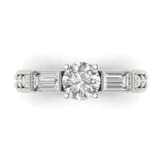 Three-Stone Engagement Ring for Women - 2.33ct White Sapphire in 14K White Gold Promise Ring