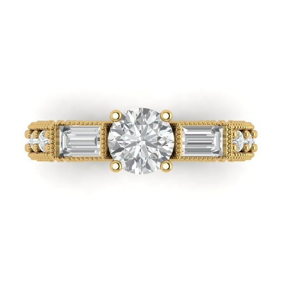 Three-Stone Engagement Ring for Women - 2.33ct White Sapphire in 14K Yellow Gold Promise Ring