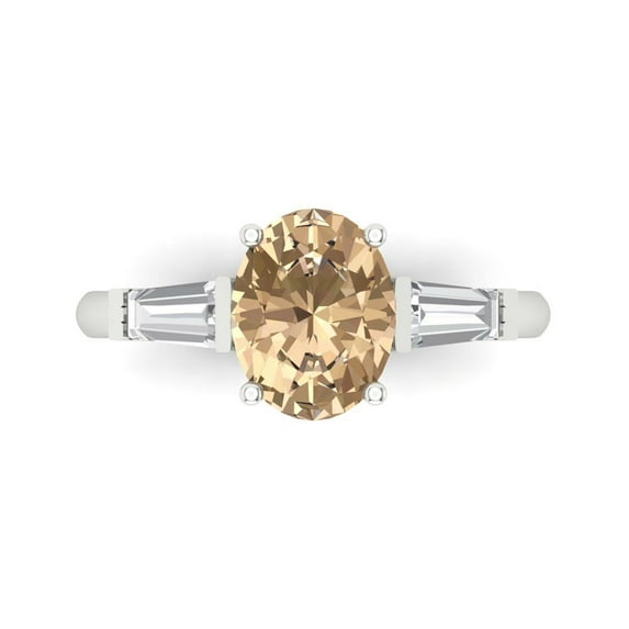 Three-Stone Engagement Ring for Women - 2.5ct Yellow Moissanite in 14K White Gold Promise Ring