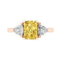 Three-Stone Engagement Ring for Women - 2.82ct Natural Citrine in 18K Rose Gold Promise Ring