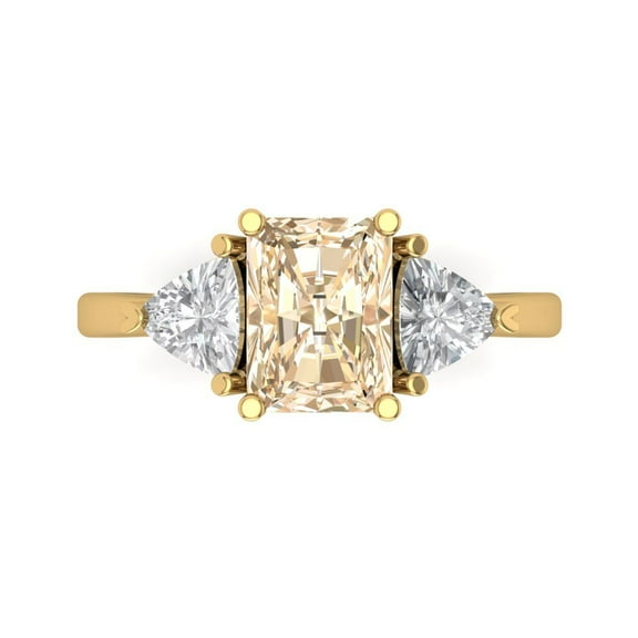 Three-Stone Engagement Ring for Women - 2.82ct Natural Morganite in 18K Yellow Gold Promise Ring