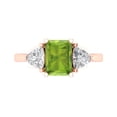 thumbnail image 1 of Three-Stone Engagement Ring for Women - 2.82ct Natural Peridot in 14K Rose Gold Promise Ring, 1 of 8