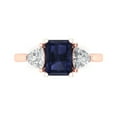 thumbnail image 1 of Three-Stone Engagement Ring for Women - 2.82ct Simulated Blue Sapphire in 14K Rose Gold Promise Ring, 1 of 8