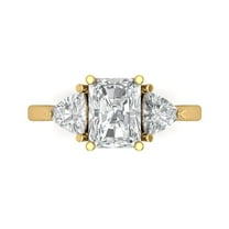 Three-Stone Engagement Ring for Women - 2.82ct Simulated Diamond in 18K Yellow Gold Promise Ring