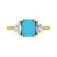 thumbnail image 1 of Three-Stone Engagement Ring for Women - 2.82ct Simulated Turquoise in 14K Yellow Gold Promise Ring, 1 of 8
