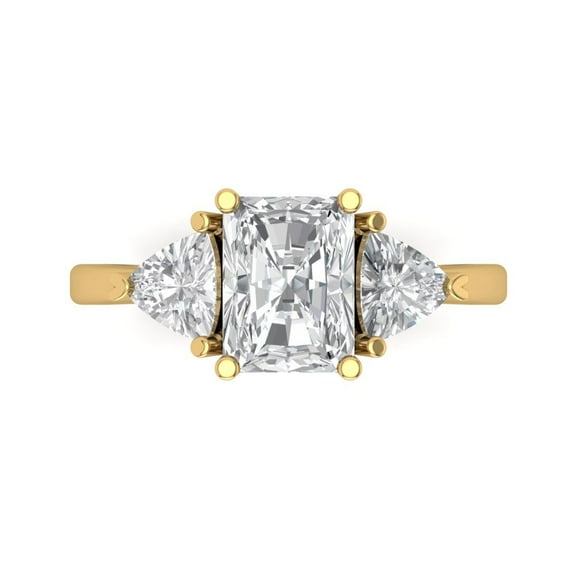 Three-Stone Engagement Ring for Women - 2.82ct White Sapphire in 18K Yellow Gold Promise Ring