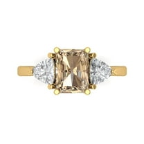 Three-Stone Engagement Ring for Women - 2.82ct Yellow Moissanite in 18K Yellow Gold Promise Ring