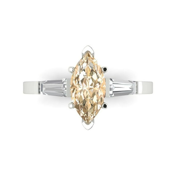Three-Stone Engagement Ring for Women - 2ct Natural Morganite in 14K White Gold Promise Ring