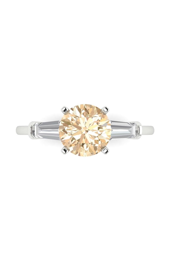 Three-Stone Engagement Ring for Women - 2ct Natural Morganite in 18K White Gold Promise Ring