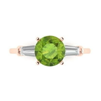 Three-Stone Engagement Ring for Women - 2ct Natural Peridot in 18K Rose Gold Promise Ring