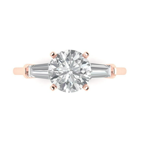 Three-Stone Engagement Ring for Women - 2ct Simulated Diamond in 18K Rose Gold Promise Ring