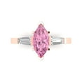 thumbnail image 1 of Three-Stone Engagement Ring for Women - 2ct Simulated Pink Diamond in 14K Rose Gold Promise Ring, 1 of 6