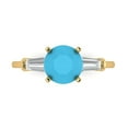 thumbnail image 1 of Three-Stone Engagement Ring for Women - 2ct Simulated Turquoise in 14K Yellow Gold Promise Ring, 1 of 6