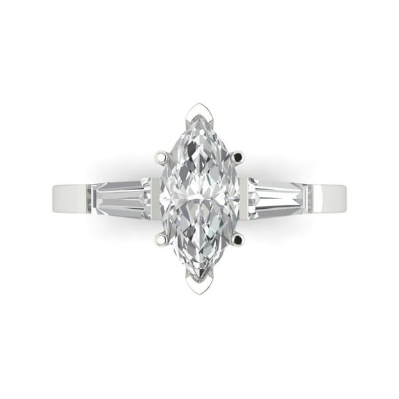 Three-Stone Engagement Ring for Women - 2ct White Sapphire in 14K White Gold Promise Ring