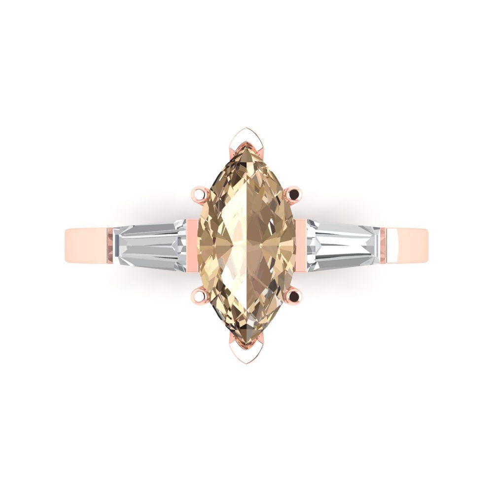 Three Stones 925 Sterling Silver 2 Carat All Moissanite Ring Woman Yellow Color Engagement Ring