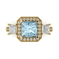 thumbnail image 1 of Three-Stone Engagement Ring for Women - 3.005ct Natural Aquamarine in 14K Yellow Gold Promise Ring, 1 of 8