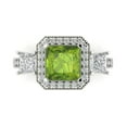 thumbnail image 1 of Three-Stone Engagement Ring for Women - 3.005ct Natural Peridot in 14K White Gold Promise Ring, 1 of 6