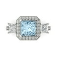thumbnail image 1 of Three-Stone Engagement Ring for Women - 3.005ct Natural Swiss Blue Topaz in 14K White Gold Promise Ring, 1 of 6