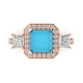 thumbnail image 1 of Three-Stone Engagement Ring for Women - 3.005ct Simulated Turquoise in 14K Rose Gold Promise Ring, 1 of 6