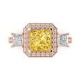 thumbnail image 1 of Three-Stone Engagement Ring for Women - 3.005ct Simulated Yellow Diamond in 14K Rose Gold Promise Ring, 1 of 6