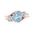 thumbnail image 1 of Three-Stone Engagement Ring for Women - 3.5ct Natural Aquamarine in 14K Rose Gold Promise Ring, 1 of 6