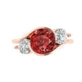 thumbnail image 1 of Three-Stone Engagement Ring for Women - 3.5ct Natural Garnet in 14K Rose Gold Promise Ring, 1 of 7