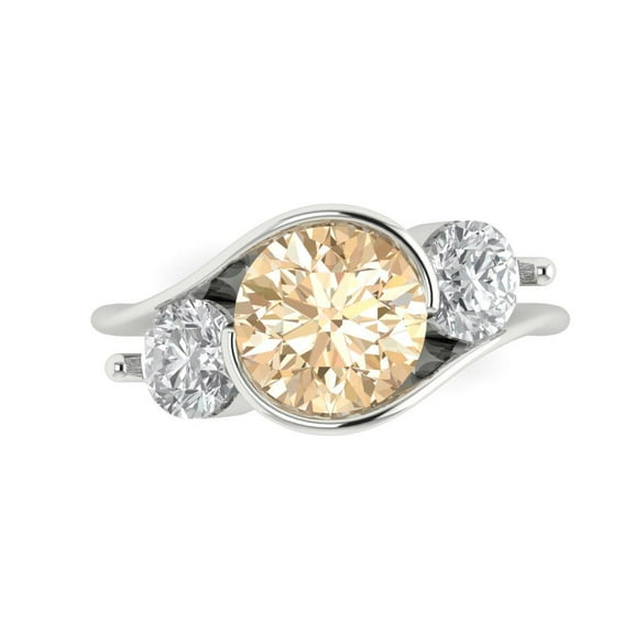 Three-Stone Engagement Ring for Women - 3.5ct Natural Morganite in 14K White Gold Promise Ring