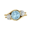 thumbnail image 1 of Three-Stone Engagement Ring for Women - 3.5ct Natural Sky Blue Topaz in 14K Yellow Gold Promise Ring, 1 of 6