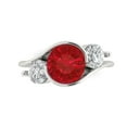 thumbnail image 1 of Three-Stone Engagement Ring for Women - 3.5ct Simulated Ruby in 14K White Gold Promise Ring, 1 of 7