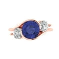 thumbnail image 1 of Three-Stone Engagement Ring for Women - 3.5ct Simulated Tanzanite in 18K Rose Gold Promise Ring, 1 of 6