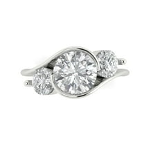 Three-Stone Engagement Ring for Women - 3.5ct White Sapphire in 18K White Gold Promise Ring