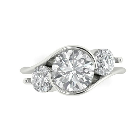 Three-Stone Engagement Ring for Women - 3.5ct White Sapphire in 18K White Gold Promise Ring
