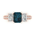 thumbnail image 1 of Three-Stone Engagement Ring for Women - 3.61ct Natural London Blue Topaz in 18K Rose Gold Promise Ring, 1 of 6