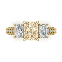 Three-Stone Engagement Ring for Women - 3.61ct Natural Morganite in 18K Yellow Gold Promise Ring