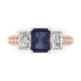 thumbnail image 1 of Three-Stone Engagement Ring for Women - 3.61ct Simulated Blue Sapphire in 14K Rose Gold Promise Ring, 1 of 6